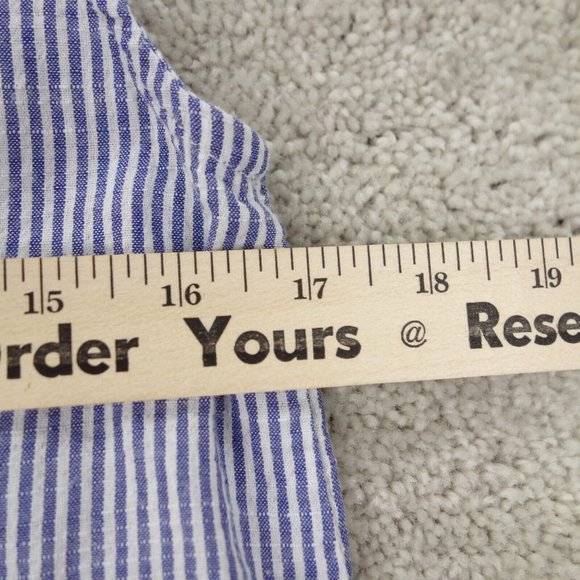 Downeast Top Women's Small Blue Striped Cape Sleeve Tasseled Boho - Picture 6 of 8